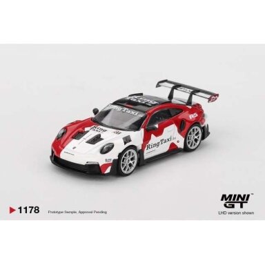 PRE-ORD3R Mini GT 1/64 2025 Porsche 911 (992) GT3 RS Weissach Ring Taxi, white/red