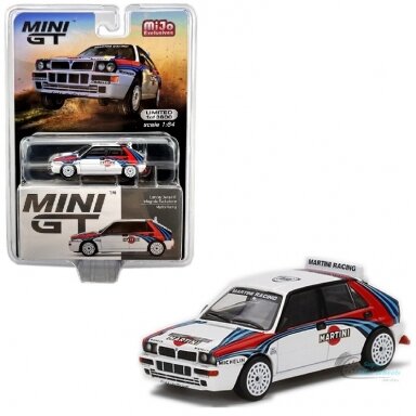 Mini GT 1/64 Lancia Delta HF Intergrale Evoluzione Martini Racing, white/red/blue left hand drive