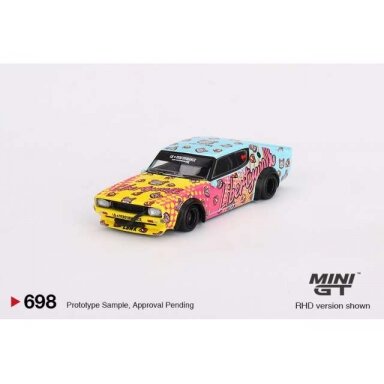 Mini GT Modeliukas 1973 Nissan Skyline Kenmeri Liberty Walk, yellow/pink/light blue (yra Sandėlyje) Mini GT Modeliukas 1973 Nissan Skyline Kenmeri Liberty Walk, yellow/pink/light blue (yra Sandėlyje)