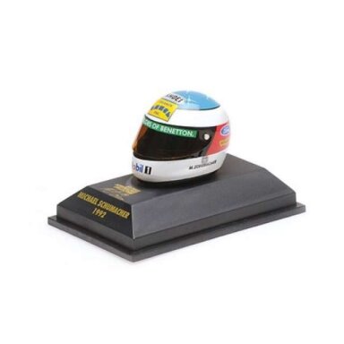 Minichamps Modeliukas 1/10 1992 Helmet Michael Schumacher First Win Belgian GP, white/blue/red/yellow Minichamps Modeliukas 1/10 1992 Helmet Michael Schumacher First Win Belgian GP, white/blue/red/yellow