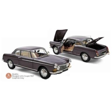 PRE-ORD3R NOREV 1/18 1967 Peugeot 404 Coupe, graphite grey