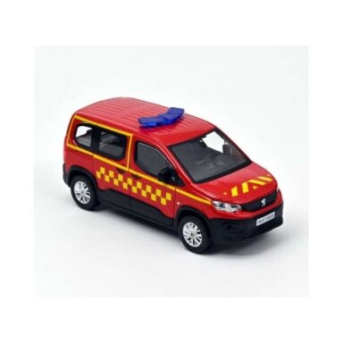 PRE-ORD3R NOREV 1/43 2019 Peugeot Rifter *Pompiers*, red with side square yellow deco