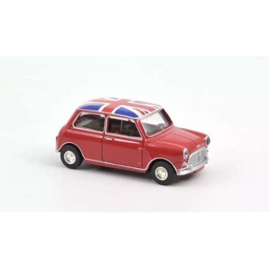 PRE-ORD3R NOREV 1/54 1964 Mini Cooper S, red with flag on roof