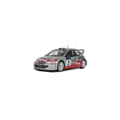 PRE-ORD3R OttOmobile Miniatures 1/18 2002 Peugeot 206 WRC Tour de Corse *Resin series*, silver/red
