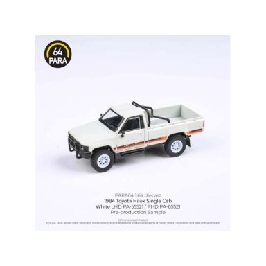 PRE-ORD3R Para64 Modeliukas 1/64 1984 Toyota Hilux Single Cab, white left hand drive (cars in a deluxe Acrylic window box) PRE-ORD3R Para64 Modeliukas 1/64 1984 Toyota Hilux Single Cab, white left hand drive (cars in a deluxe Acrylic window box)