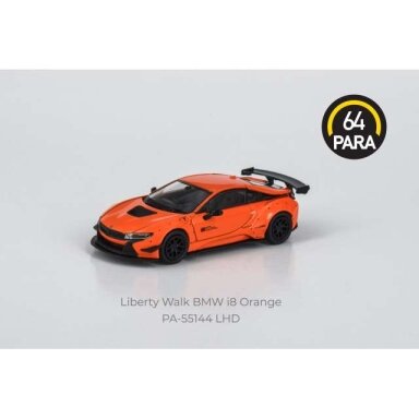 PRE-ORD3R Para64 Modeliukas 2018 Liberty Walk BMW i8 *Left Hand Drive*, orange (cars in a deluxe Acrylic window box) PRE-ORD3R Para64 Modeliukas 2018 Liberty Walk BMW i8 *Left Hand Drive*, orange (cars in a deluxe Acrylic window box)