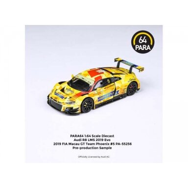 PRE-ORD3R Para64 Modeliukas 2019 Audi R8 LMS EVO #5 Phoenix Racing Fia Macau GT, yellow/red (cars in a deluxe Acrylic window box) PRE-ORD3R Para64 Modeliukas 2019 Audi R8 LMS EVO #5 Phoenix Racing Fia Macau GT, yellow/red (cars in a deluxe Acrylic window box)
