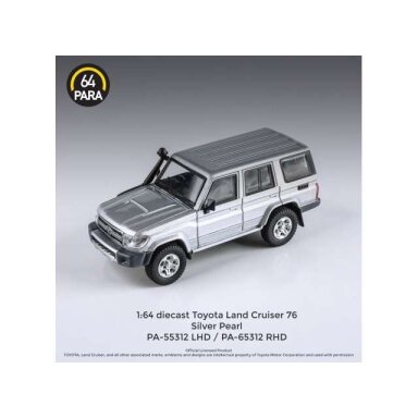 PRE-ORD3R Para64 Modeliukas Toyota Land Cruiser LC76 *Left Hand Drive*, silver pearl (cars in a deluxe Acrylic window box) PRE-ORD3R Para64 Modeliukas Toyota Land Cruiser LC76 *Left Hand Drive*, silver pearl (cars in a deluxe Acrylic window box)