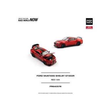PRE-ORD3R Pop race Modeliukas 1/64 Ford Mustang Shelby GT350R, race red PRE-ORD3R Pop race Modeliukas 1/64 Ford Mustang Shelby GT350R, race red