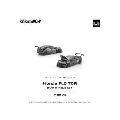 PRE-ORD3R Pop race Modeliukas 1/64 Honda Civic FL5 TCR *The Dark Chrome Series*, dark chrome PRE-ORD3R Pop race Modeliukas 1/64 Honda Civic FL5 TCR *The Dark Chrome Series*, dark chrome