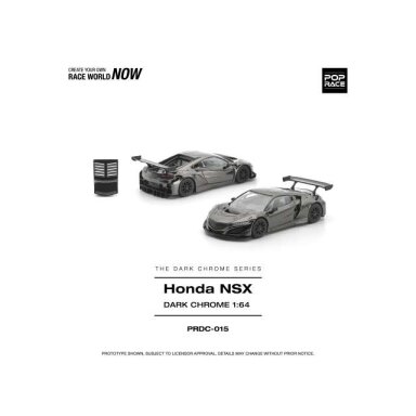 PRE-ORD3R Pop race Modeliukas 1/64 Honda NSX GT3 EVO22, dark chrome PRE-ORD3R Pop race Modeliukas 1/64 Honda NSX GT3 EVO22, dark chrome