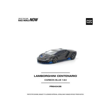 PRE-ORD3R Pop Race Modeliukas 1/64 Lamborghini Centenario, carbon/blue PRE-ORD3R Pop Race Modeliukas 1/64 Lamborghini Centenario, carbon/blue