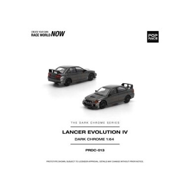 PRE-ORD3R Pop race Modeliukas 1/64 Lancer Evolution IV, dark chrome PRE-ORD3R Pop race Modeliukas 1/64 Lancer Evolution IV, dark chrome
