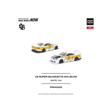PRE-ORD3R Pop race Modeliukas 1/64 LB Super Silhouette S15 Silvia, white/orange PRE-ORD3R Pop race Modeliukas 1/64 LB Super Silhouette S15 Silvia, white/orange