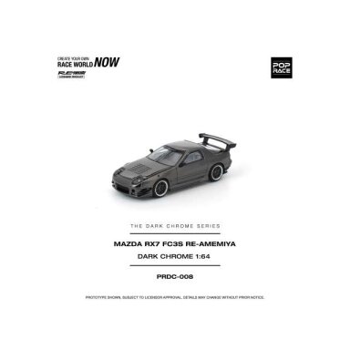 PRE-ORD3R Pop Race Modeliukas 1/64 Mazda RX7-FC3S Re-Amemiya *The Dark Chrome Series*, dark chrome PRE-ORD3R Pop Race Modeliukas 1/64 Mazda RX7-FC3S Re-Amemiya *The Dark Chrome Series*, dark chrome