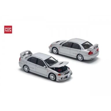 Pop Race Modeliukas 1/64 Mitsubishi Lancer Evolution IV, steel silver Pop Race Modeliukas 1/64 Mitsubishi Lancer Evolution IV, steel silver