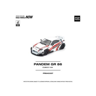 PRE-ORD3R Pop Race Modeliukas 1/64 Pandem GR86 *Cusco*, white/red PRE-ORD3R Pop Race Modeliukas 1/64 Pandem GR86 *Cusco*, white/red