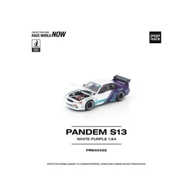 Pop Race Modeliukas 1/64 Pandem S13, white/purple Pop Race Modeliukas 1/64 Pandem S13, white/purple