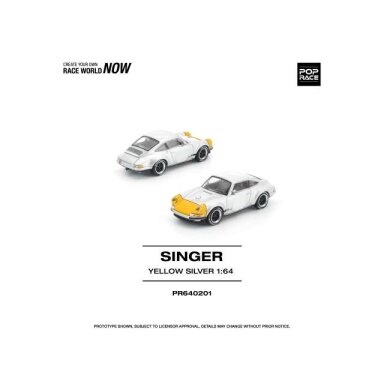 Pop Race Modeliukas 1/64 Singer 911 SCCS Homag, yellow/silver