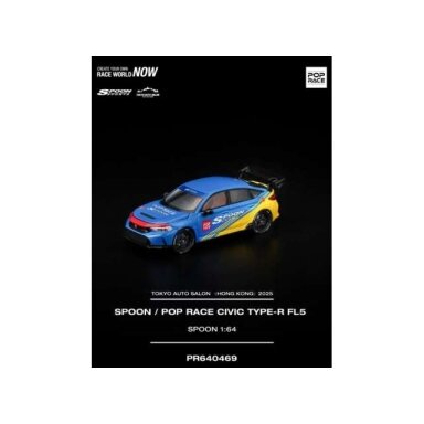 Pop race Modeliukas 1/64 Spoon/Pop Race Civic Type-R FL5 *Spoon*, yellow/blue Pop race Modeliukas 1/64 Spoon/Pop Race Civic Type-R FL5 *Spoon*, yellow/blue
