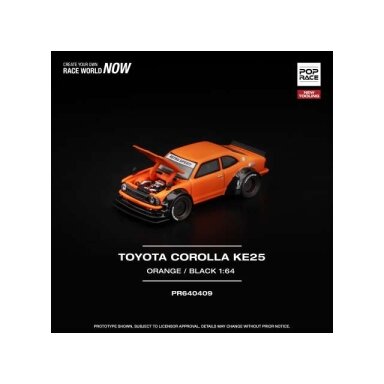 PRE-ORD3R Pop Race Modeliukas 1/64 Toyota Corolla KE25, orange PRE-ORD3R Pop Race Modeliukas 1/64 Toyota Corolla KE25, orange