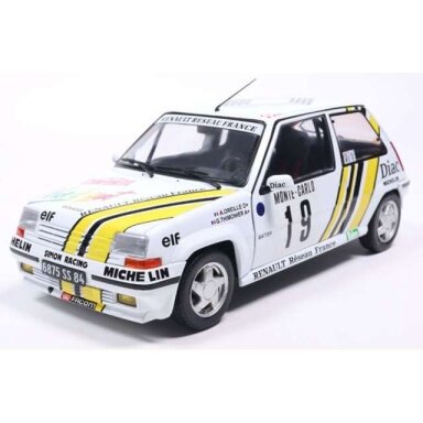 PRE-ORD3R Solido 1/18 1989 Renault 5 GT Turbo MK2 #19 Oreille/Thimonier Monte Carlo, white/yellow
