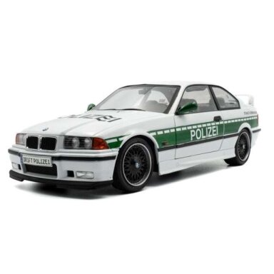PRE-ORD3R Solido 1/18 1991 BMW M3 (E36) Coupe Solido Works Drift *Polizei*, white/green