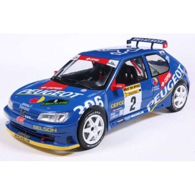 PRE-ORD3R Solido 1/18 1997 Peugeot 306 Maxi #2 Ascona/Billmaier Rally de Aviles, blue