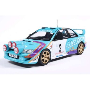 PRE-ORD3R Solido 1/18 1998 Subaru Impreza WRC99 #2 Mevius/Fortin, Ypres Westhoek (B), white/blue/purple