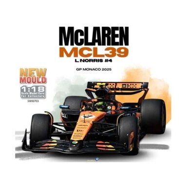 PRE-ORD3R Solido 1/18 2025 McLaren MCL39 #4 Lando Norris GP Monaco, orange/black