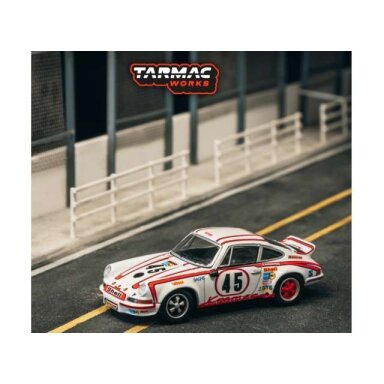 PRE-ORD3R Tarmac Modeliukas 1/64 1973 Porsche 911 Carrera RSR 2.8 24h Le Mans #45 Winner, white/red PRE-ORD3R Tarmac Modeliukas 1/64 1973 Porsche 911 Carrera RSR 2.8 24h Le Mans #45 Winner, white/red