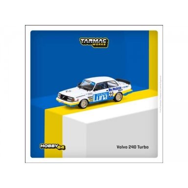 Tarmac Modeliukas 1/64 1984 Volvo 240 Turbo #22 Ulf Granberg/Robert L. Kvist Winner ETCC Zolder, white/blue Tarmac Modeliukas 1/64 1984 Volvo 240 Turbo #22 Ulf Granberg/Robert L. Kvist Winner ETCC Zolder, white/blue
