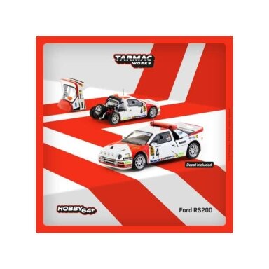 Tarmac Modeliukas 1/64 1986 Ford RS200 #4 Antonio Zanini/Josep Autet Rallye Catalunya, white/red Tarmac Modeliukas 1/64 1986 Ford RS200 #4 Antonio Zanini/Josep Autet Rallye Catalunya, white/red
