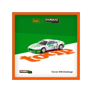 Tarmac Modeliukas 1/64 1993 Ferrari 348 Challenge #2 Paolo Cutrera, white/green/orange