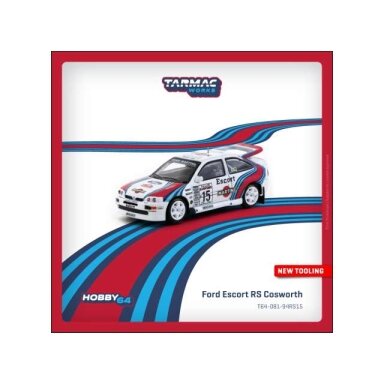 PRE-ORD3R Tarmac Modeliukas 1/64 1994 Ford Escort RS Cosworth #15 Malcolm Wilson/Bryan Thomas WRC Rallye Sanremo, white/red/blue PRE-ORD3R Tarmac Modeliukas 1/64 1994 Ford Escort RS Cosworth #15 Malcolm Wilson/Bryan Thomas WRC Rallye Sanremo, white/red/blue