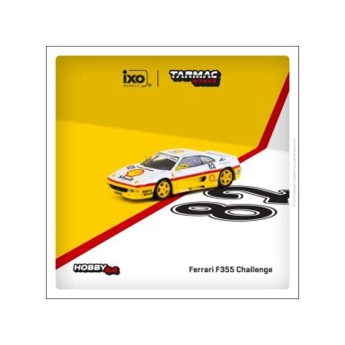 PRE-ORD3R Tarmac Modeliukas 1/64 1999 Ferrari F355 Challenge #82 D. Peter Andersen, white/yellow