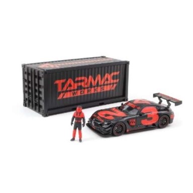 PRE-ORD3R Tarmac Modeliukas 1/64 2018 Mercedes AMG GT3 #3 with container & figure, red PRE-ORD3R Tarmac Modeliukas 1/64 2018 Mercedes AMG GT3 #3 with container & figure, red