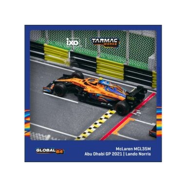 PRE-ORD3R Tarmac Modeliukas 1/64 2021 McLaren MCL35M #14 Lando Norris Abu Dhabi Grand Prix, yellow/blue PRE-ORD3R Tarmac Modeliukas 1/64 2021 McLaren MCL35M #14 Lando Norris Abu Dhabi Grand Prix, yellow/blue