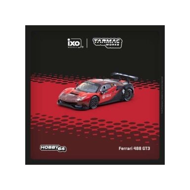 PRE-ORD3R Tarmac Modeliukas 1/64 2022 Ferrari 488 GT3  #51 Chen Weian, Macau GT Cup 2022 Harmony Racing, red/black