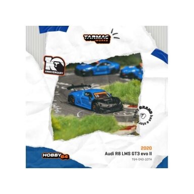 PRE-ORD3R Tarmac Modeliukas 1/64 Audi R8 LMS GT3 EVO II *Tarmac Works 10th Anniversary*, black/blue PRE-ORD3R Tarmac Modeliukas 1/64 Audi R8 LMS GT3 EVO II *Tarmac Works 10th Anniversary*, black/blue