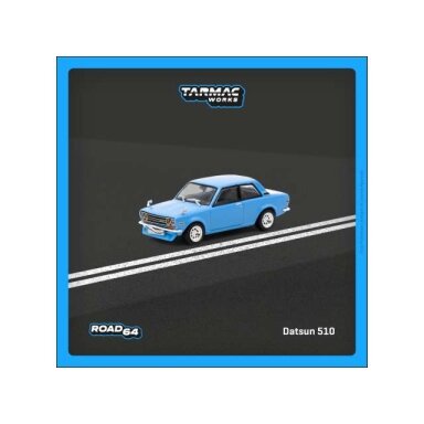 PRE-ORD3R Tarmac Modeliukas 1/64 Datsun 510, light blue PRE-ORD3R Tarmac Modeliukas 1/64 Datsun 510, light blue