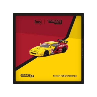 PRE-ORD3R Tarmac Modeliukas 1/64 Ferrari F355 Challenge #54 Matt Drendel, World Challenge Series 2000, yellow/red
