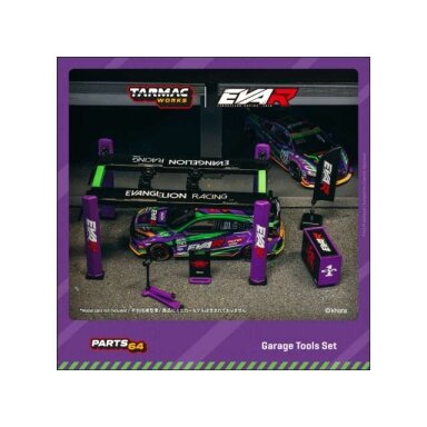 Tarmac Modeliukas 1/64 Garage Tools Set *EVA Racing*, purple/black/green Tarmac Modeliukas 1/64 Garage Tools Set *EVA Racing*, purple/black/green