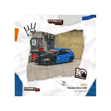 PRE-ORD3R Tarmac Modeliukas 1/64 Honda Civic EG6 *Tarmac Works 10th Anniversary*, black/blue PRE-ORD3R Tarmac Modeliukas 1/64 Honda Civic EG6 *Tarmac Works 10th Anniversary*, black/blue