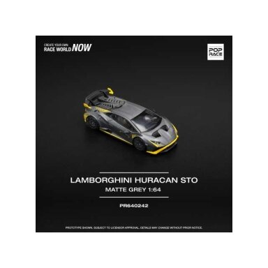 PRE-ORD3R Pop Race Modeliukas 1/64 Lamborghini Huracan STO, matte grey PRE-ORD3R Pop Race Modeliukas 1/64 Lamborghini Huracan STO, matte grey