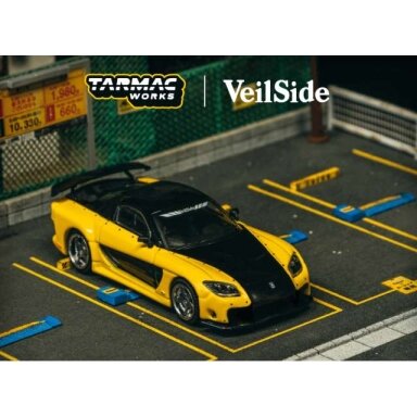 Tarmac Modeliukas 1/64 Mazda RX-7 VeilSide Fortune7, yellow/black Tarmac Modeliukas 1/64 Mazda RX-7 VeilSide Fortune7, yellow/black