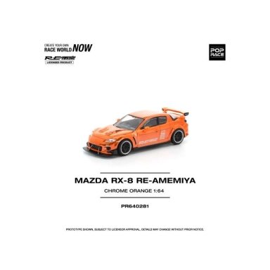 Pop Race Modeliukas 1/64 Mazda RX8 Re-Amemiya, chrome orange Pop Race Modeliukas 1/64 Mazda RX8 Re-Amemiya, chrome orange