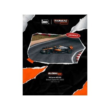 PRE-ORD3R Tarmac Modeliukas 1/64 McLaren MCL60 Lando Norris British Grand Prix 2023, black/orange PRE-ORD3R Tarmac Modeliukas 1/64 McLaren MCL60 Lando Norris British Grand Prix 2023, black/orange