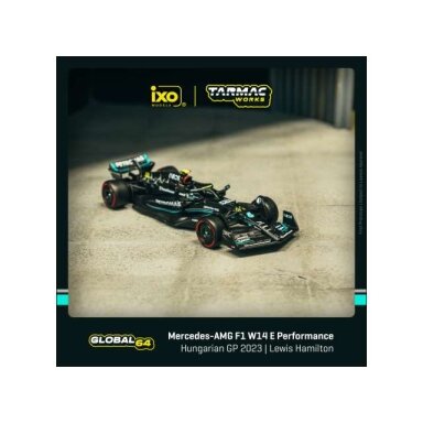 PRE-ORD3R Tarmac Modeliukas 1/64 Mercedes-AMG F1 W14 E Performance #44 Lewis Hamilton, Hungarian Grand Prix 2023 Pole Position, black/blue PRE-ORD3R Tarmac Modeliukas 1/64 Mercedes-AMG F1 W14 E Performance #44 Lewis Hamilton, Hungarian Grand Prix 2023 Pole Position, black/blue