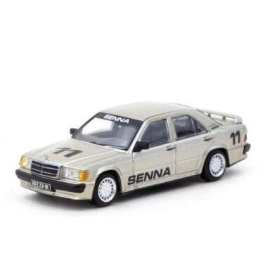 PRE-ORD3R Tarmac Modeliukas 1/64 Mercedes-Benz 190 E 2.3-16 *Ayrton Senna* Race of Champion 1984, silver PRE-ORD3R Tarmac Modeliukas 1/64 Mercedes-Benz 190 E 2.3-16 *Ayrton Senna* Race of Champion 1984, silver